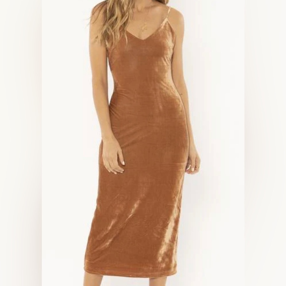 Velvet knit dress in burnt orange